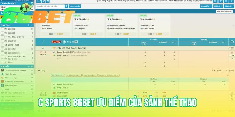 C Sports 86bet Uu Diem Cua Sanh The Thao